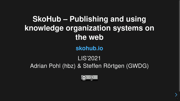 First slide of SkoHub presentation at LIS Workshop 2021