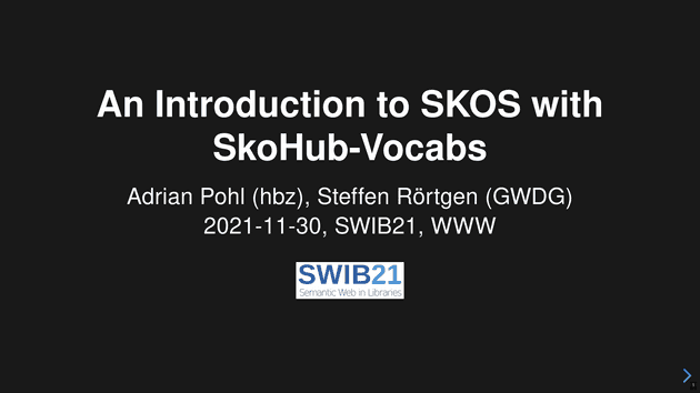 First slide of the SKOS introduction workshop at SWIB21